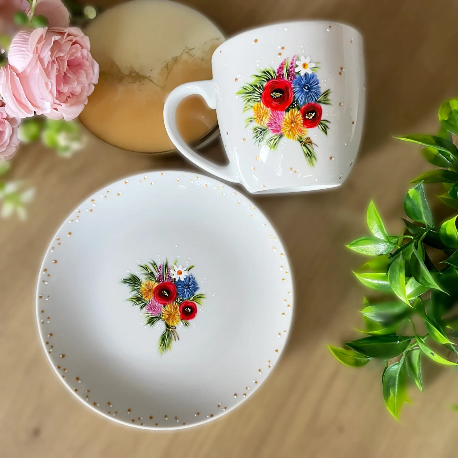 Kubek kwiaty polne bukiet