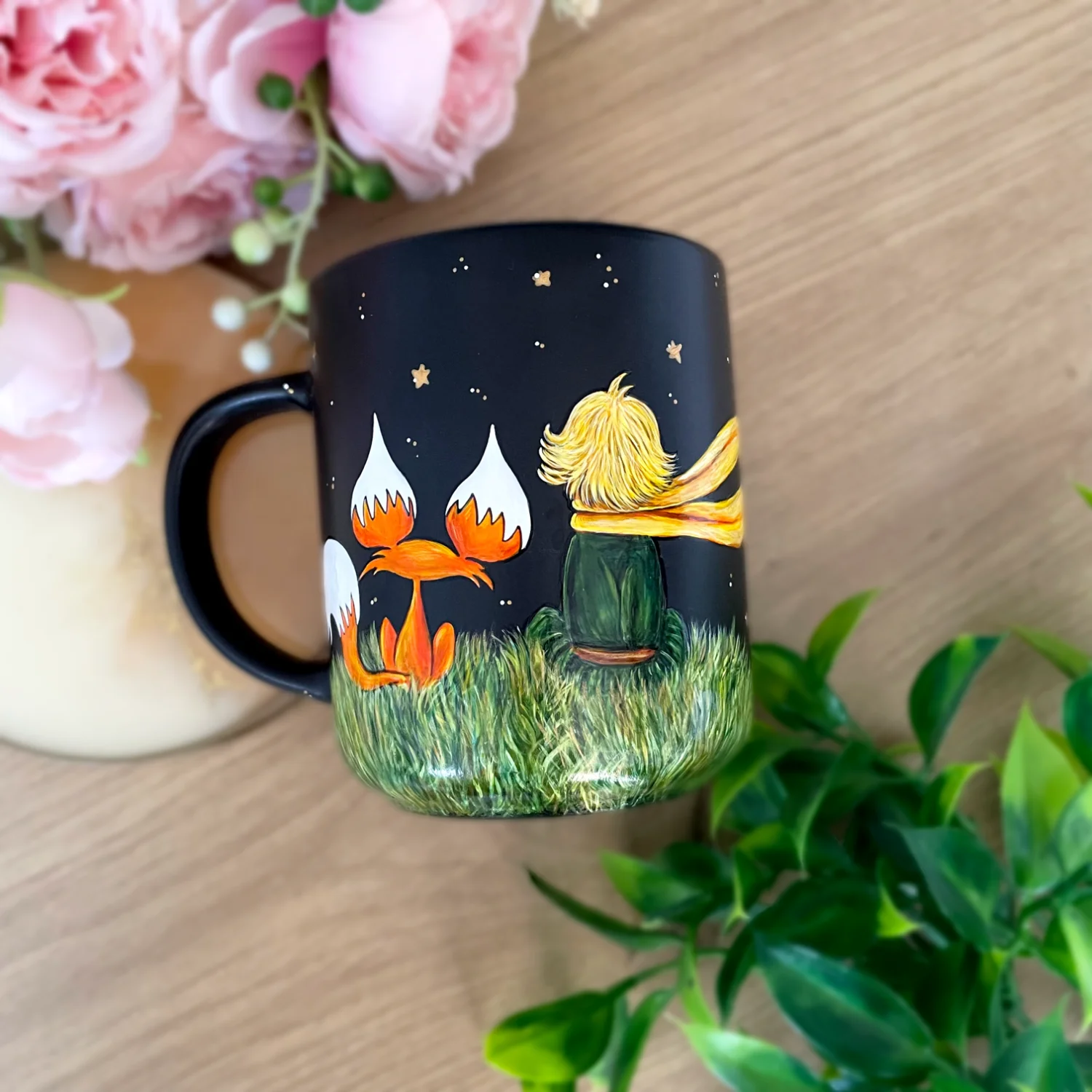 czarny kubek Mały Książę 400ml